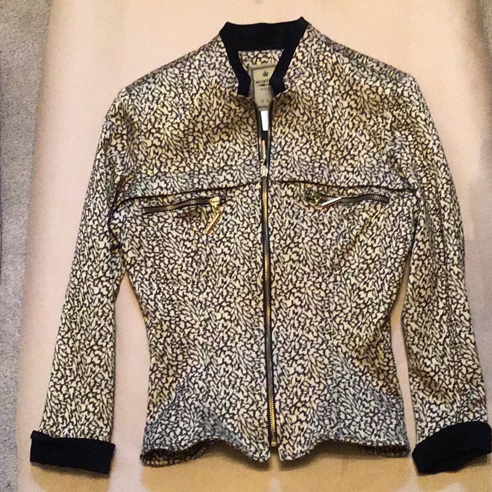 Metallic Gold front Zip Jacket w/Black Trim